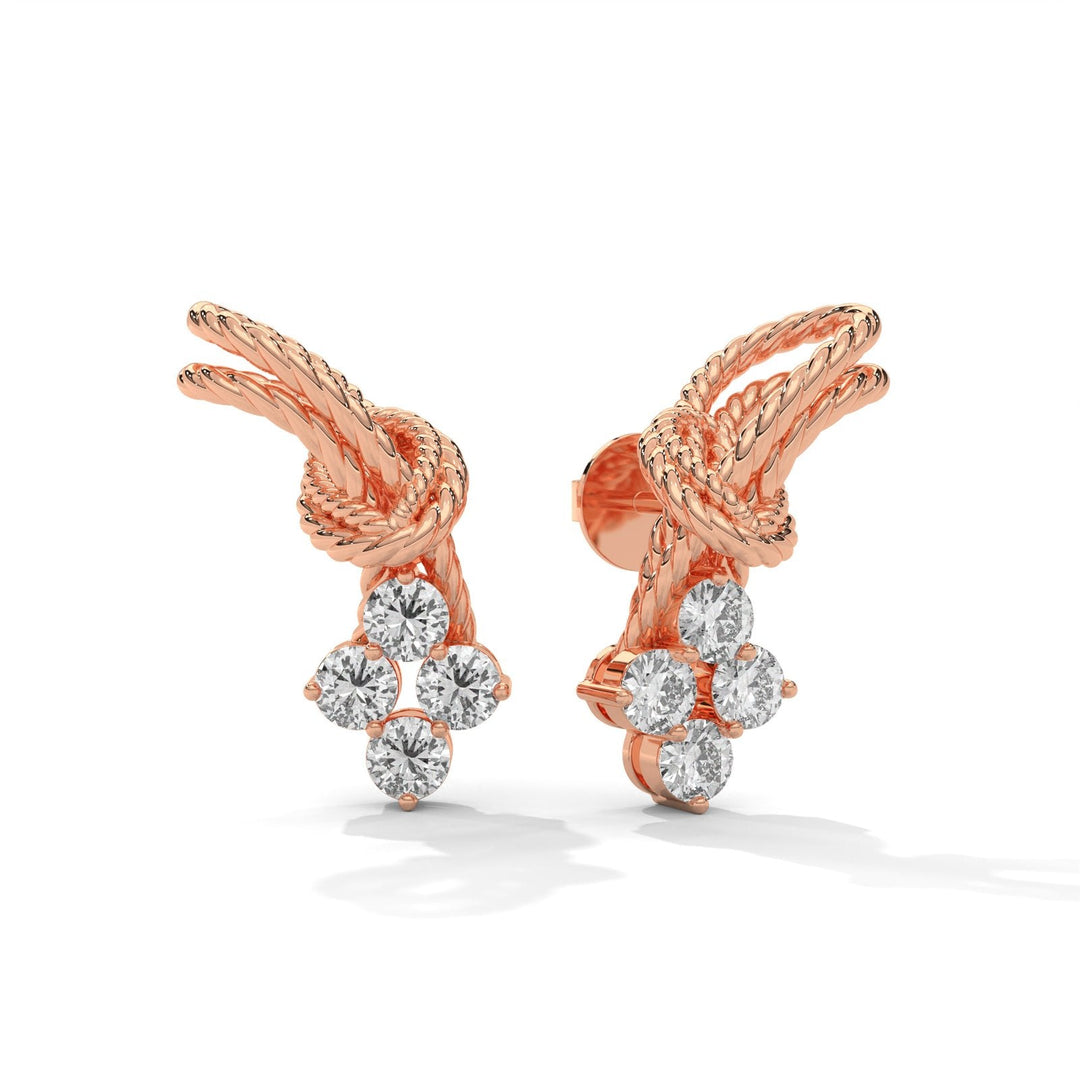 Reef Knot Diamond Rose Gold Earrings  – Heera One