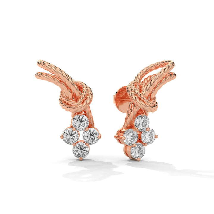 Reef Knot Diamond Rose Gold Earrings  – Heera One