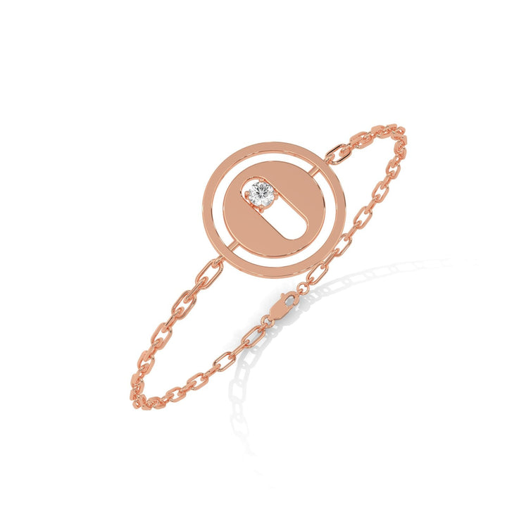 Disc Paper-Clip Rose Gold Bracelet  – Heera One