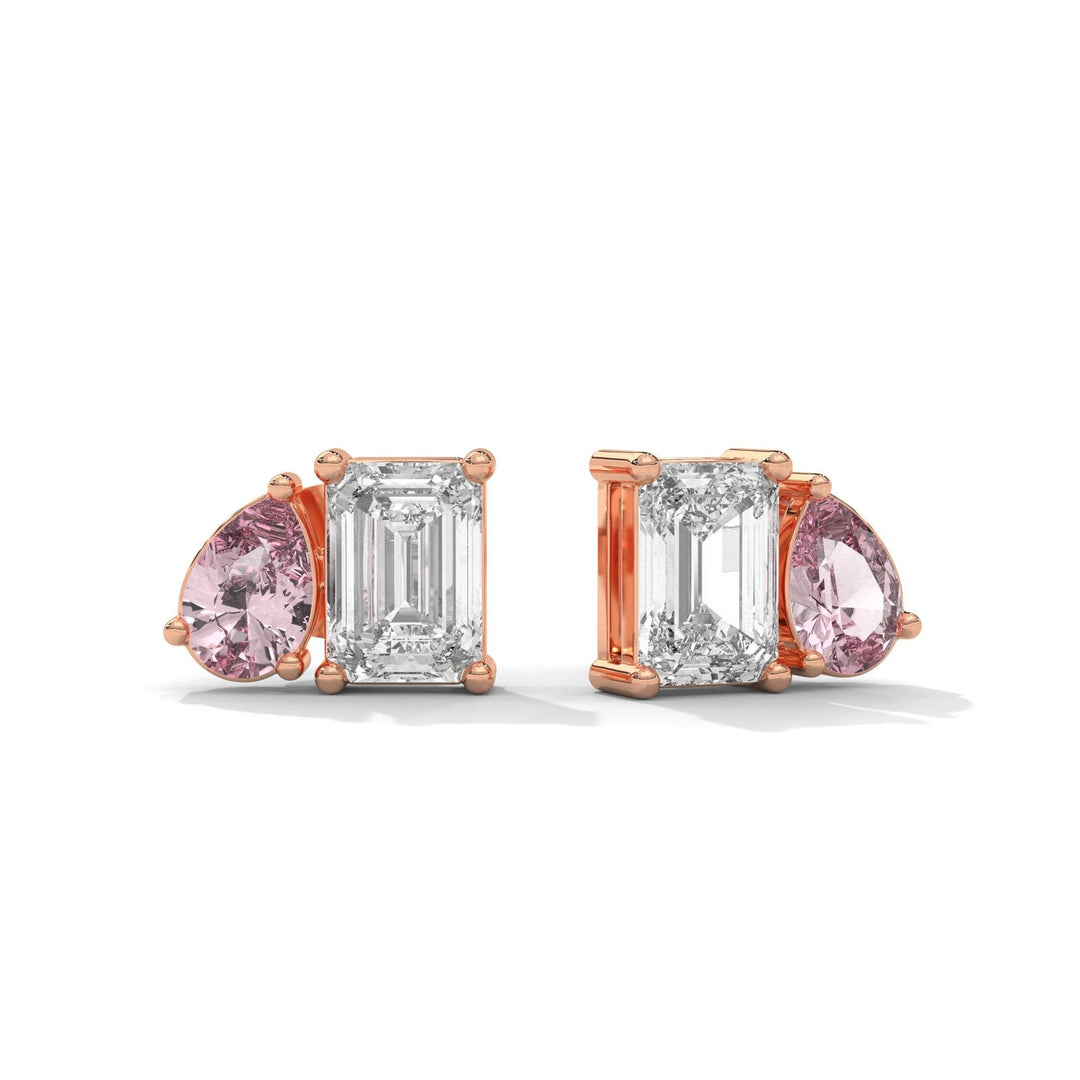 Rose Gold Toi-et-Moi Rose Earrings  – Heera One