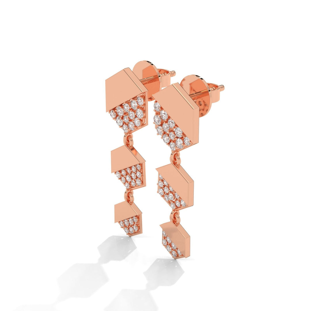 Glimmering Hive Diamond Rose Gold Earrings – Heera One