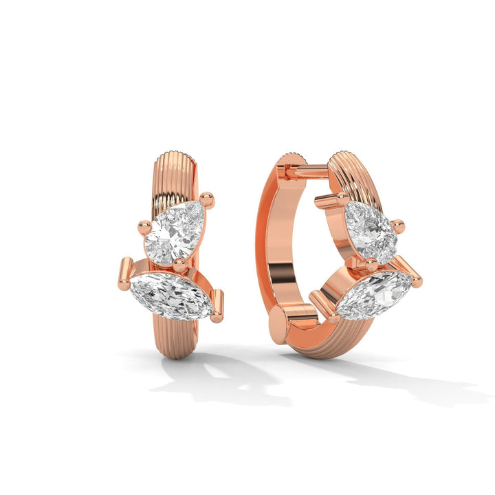 Pear- Marquise Huggie Rose Gold Earrings   – Heera One