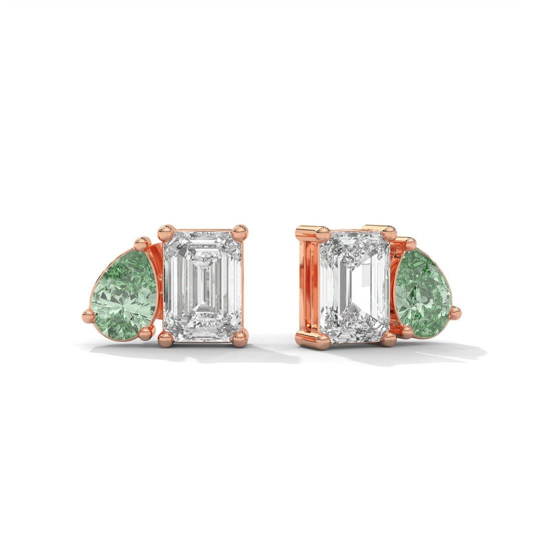 Toi-et-Moi Peridot Rose Gold Earrings  – Heera One