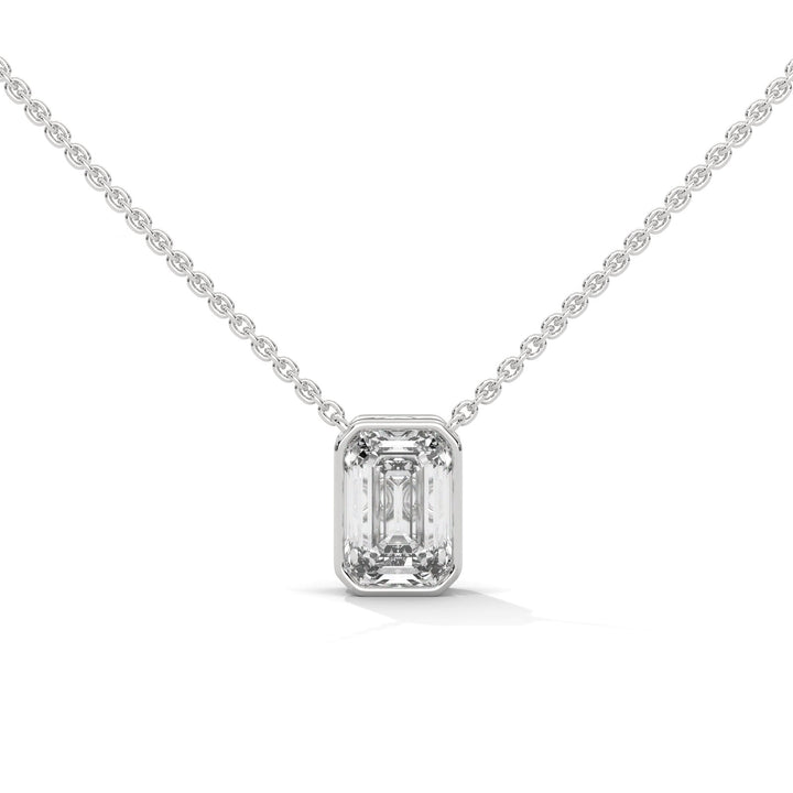 EMERALD BEZEL SET SILVER NECKLACE – Heera One