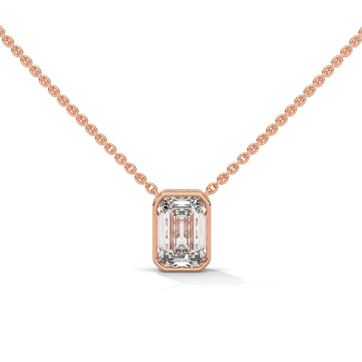 EMERALD BEZEL SET ROSE GOLD NECKLACE – Heera One