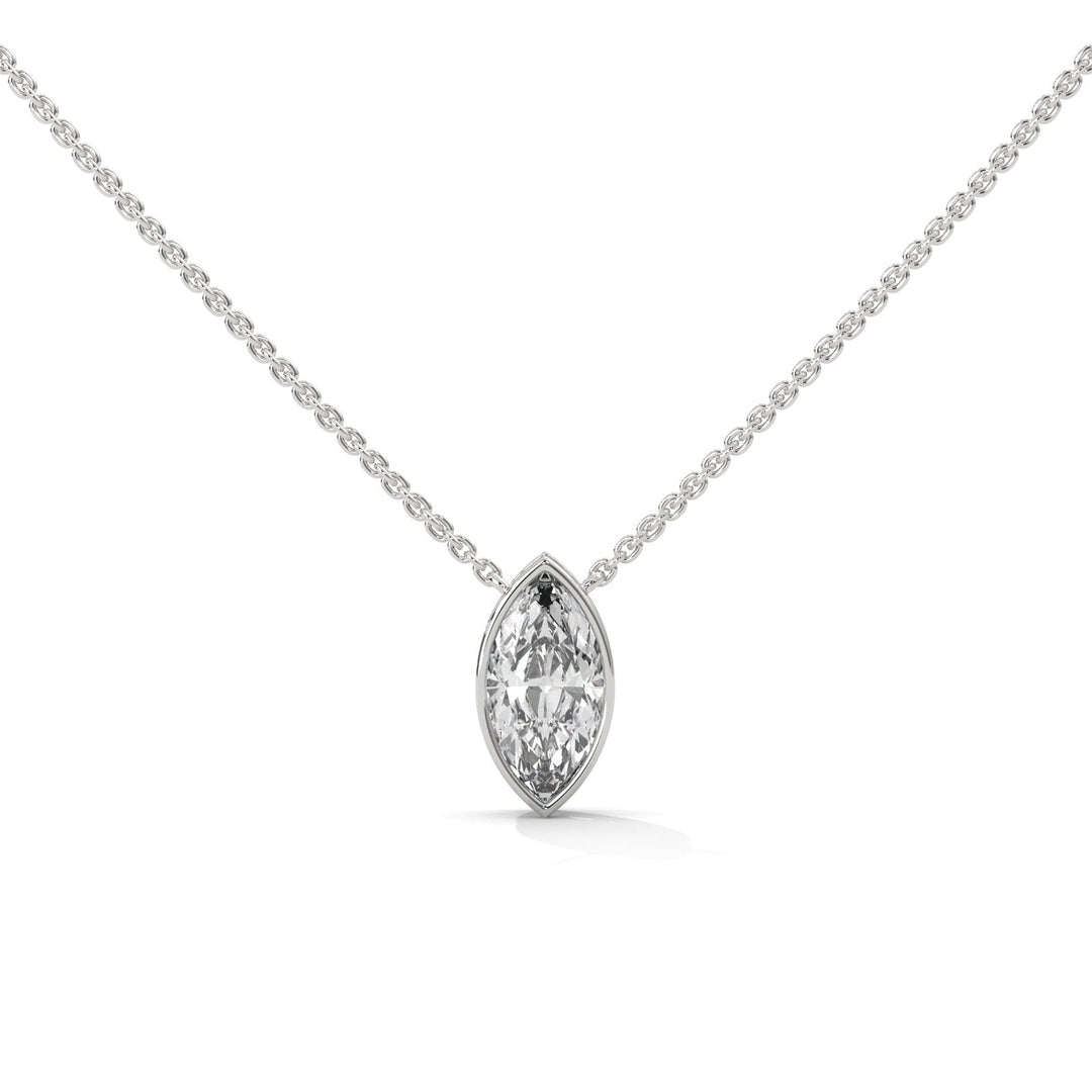 Glitter MARQUISE BEZEL SET SILVER NECKLACE  – Heera One