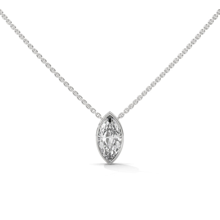 Glitter MARQUISE BEZEL SET SILVER NECKLACE  – Heera One