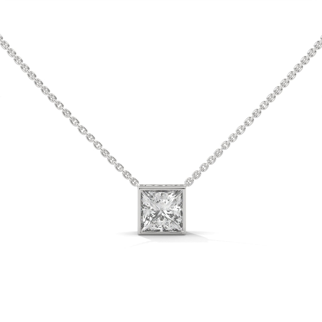 PRINCESS BEZEL SET SILVER NECKLACE   – Heera One