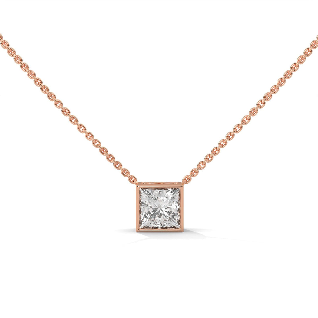 PRINCESS BEZEL SET ROSE GOLD NECKLACE   – Heera One