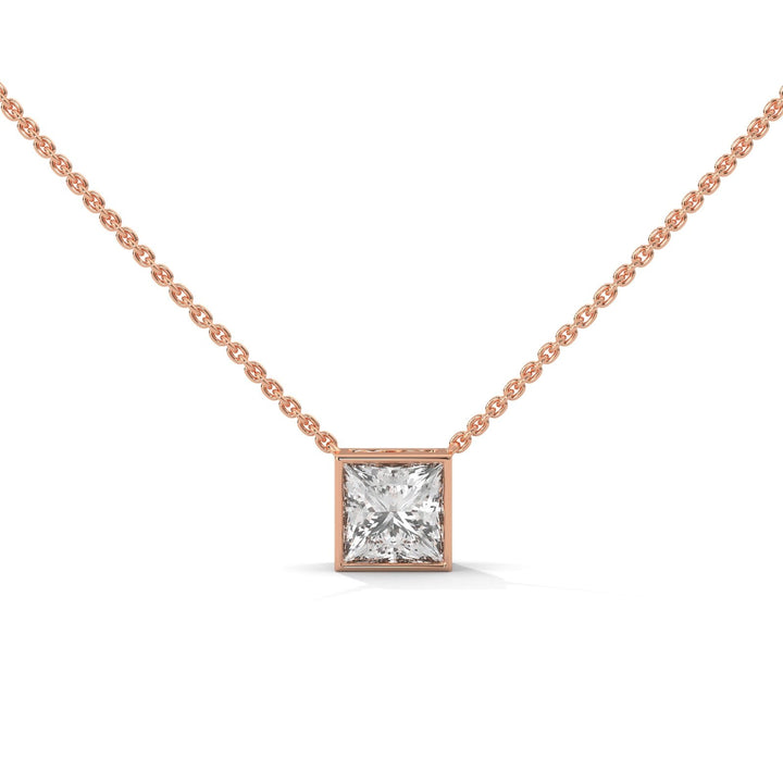 PRINCESS BEZEL SET ROSE GOLD NECKLACE   – Heera One
