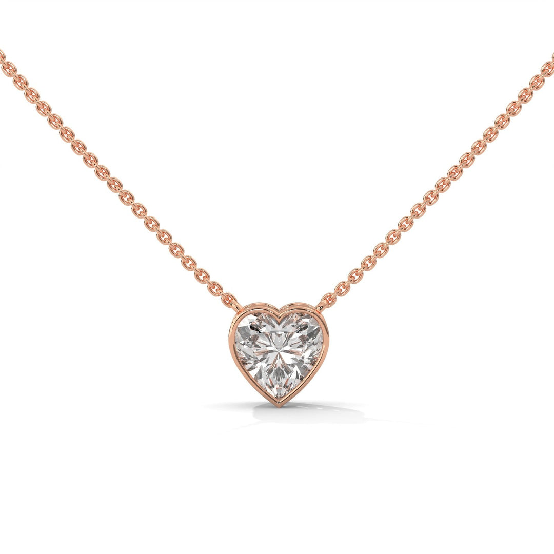 HEART BEZEL SET ROSE GOLD NECKLACE   – Heera One