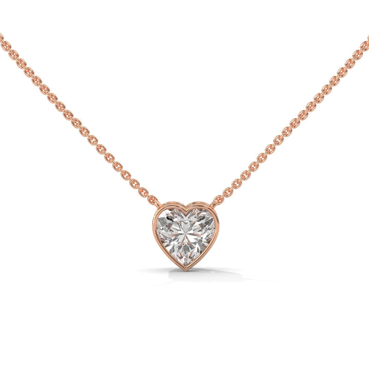 HEART BEZEL SET ROSE GOLD NECKLACE   – Heera One