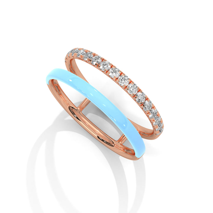 Blue Enamel Open Band Ring