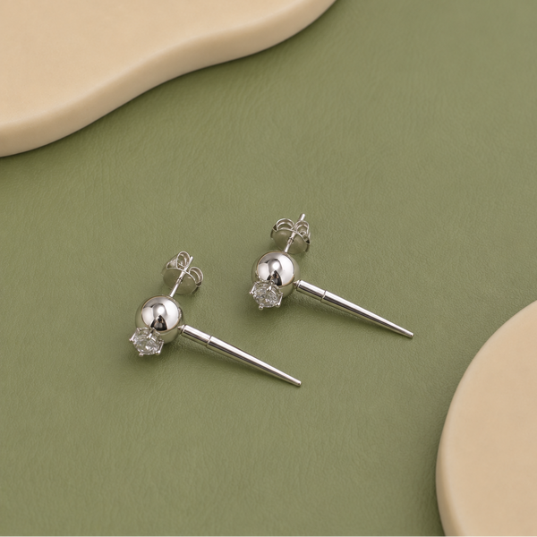 Silver Spike Stud Earrings