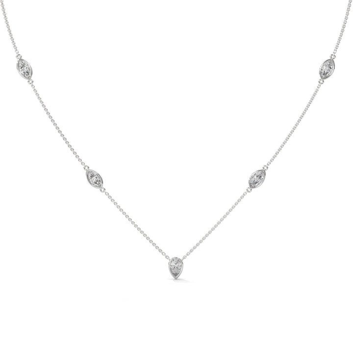 Glitter PEAR MARQUISE FLOATING BEZEL SILVER NECKLACE   – Heera One