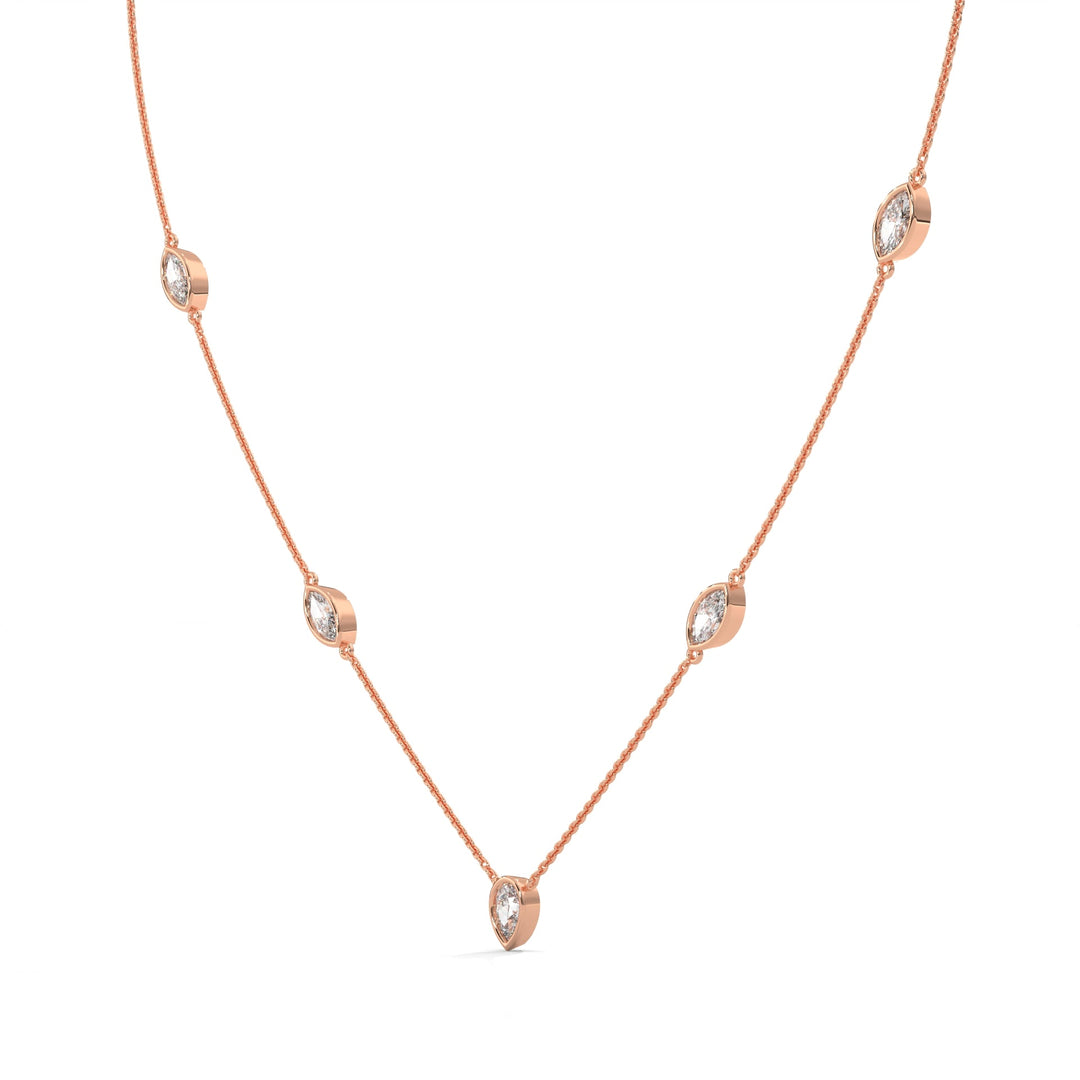 Endless Romance PEAR MARQUISE FLOATING BEZEL ROSE GOLD NECKLACE   – Heera One
