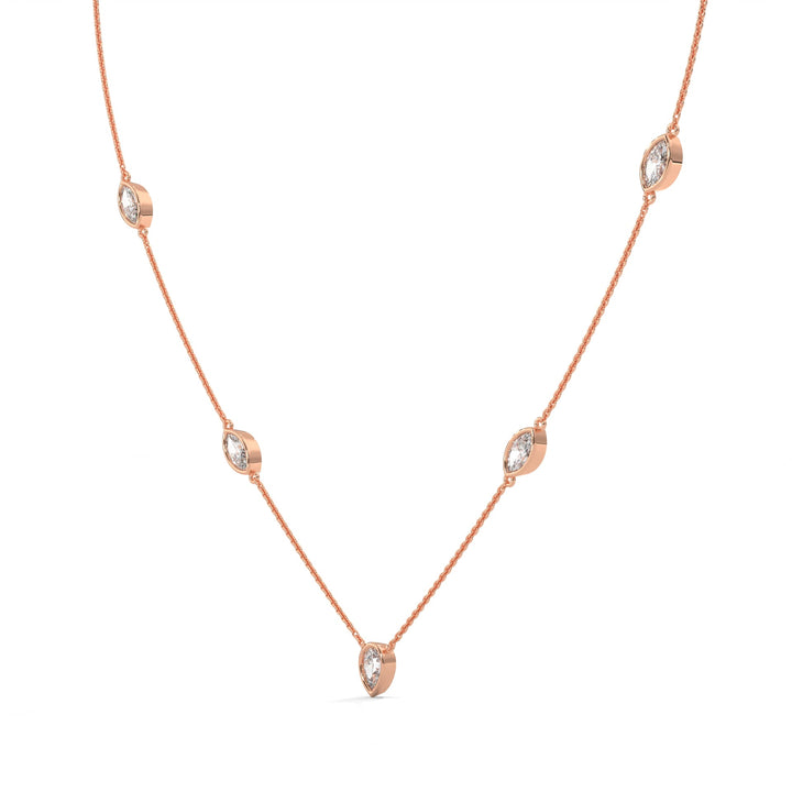 Endless Romance PEAR MARQUISE FLOATING BEZEL ROSE GOLD NECKLACE   – Heera One