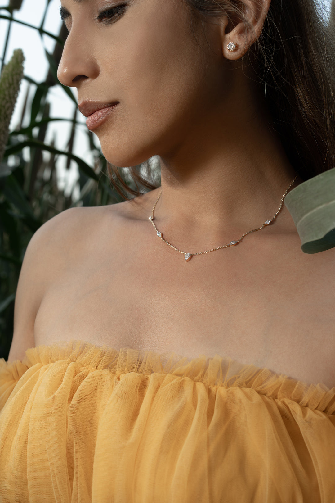 Pear Marquise Floating Bezel Necklace