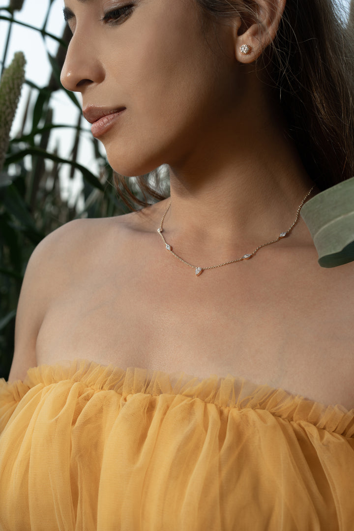 Pear Marquise Floating Bezel Necklace