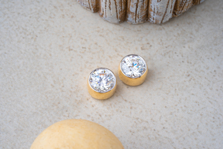 Round Bezel Solitaire Studs 1ctw