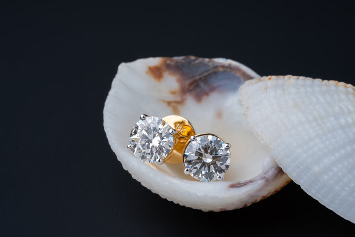 Round Solitaire Cocktail Studs 2ctw