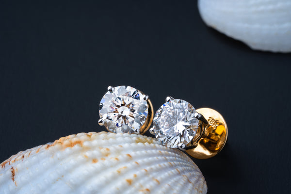 Round Solitaire Cocktail Studs 2ctw