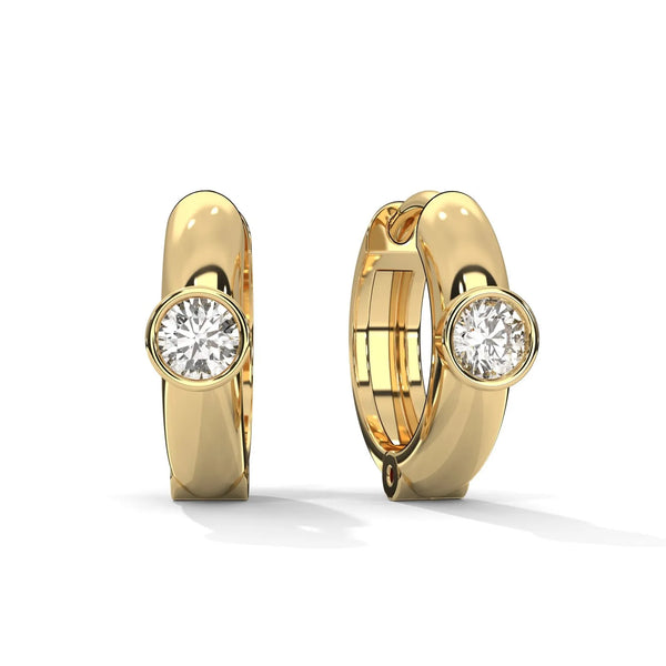 Bezel Set Diamond Huggie Earrings