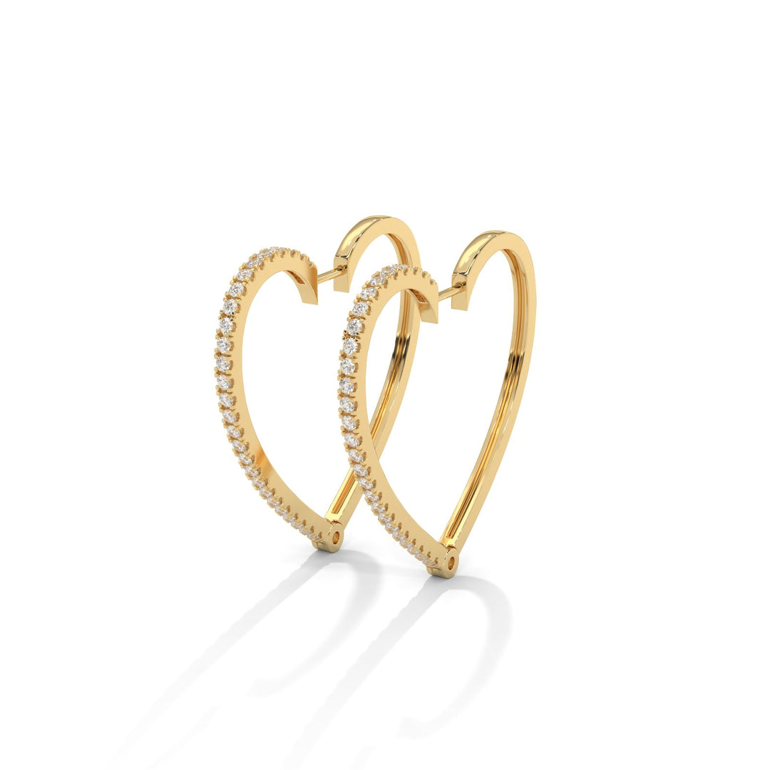 Diamond edge heart earrings