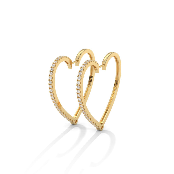 Diamond edge heart earrings