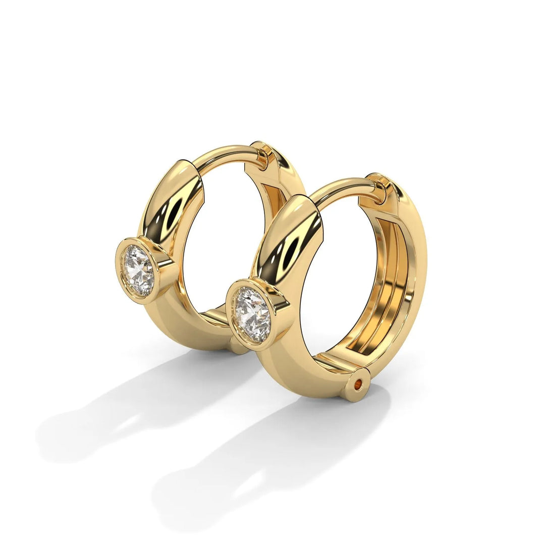 Bezel Set Diamond Huggie Earrings