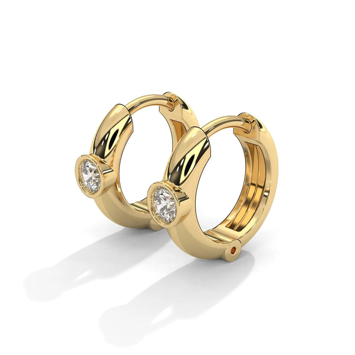 Bezel Set Diamond Huggie Earrings