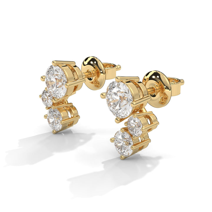 Diamond Three stone climber earrings