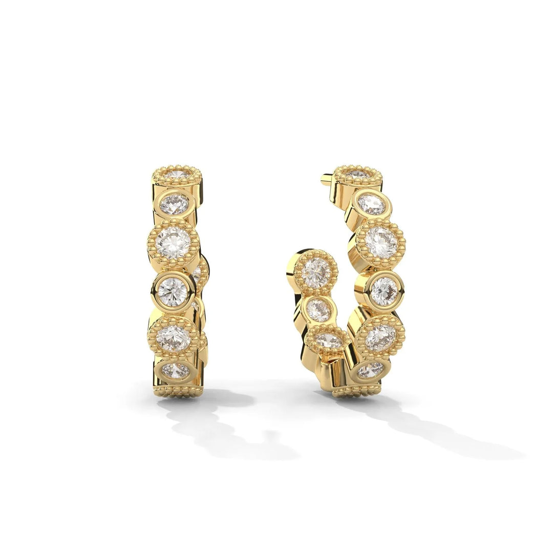 Modern Bezel Set Diamond Gold Cuffs  – Heera One