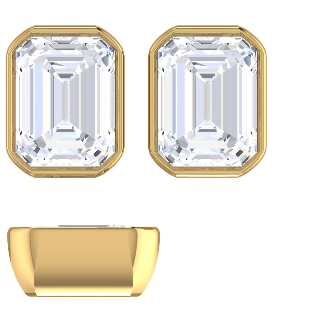 Radiant Bezel Diamond Studs 1ctw