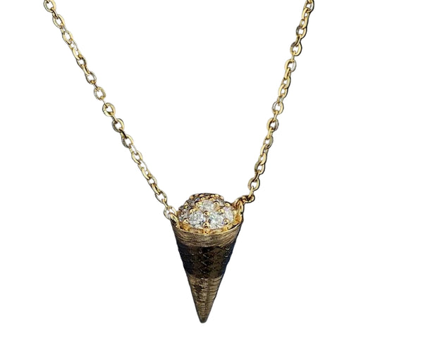 Diamond Ice Cream Cone Necklace