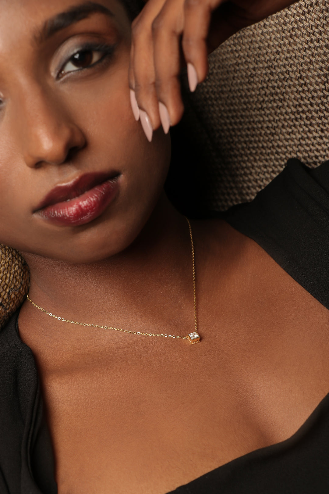 Princess Bezel Set Necklace