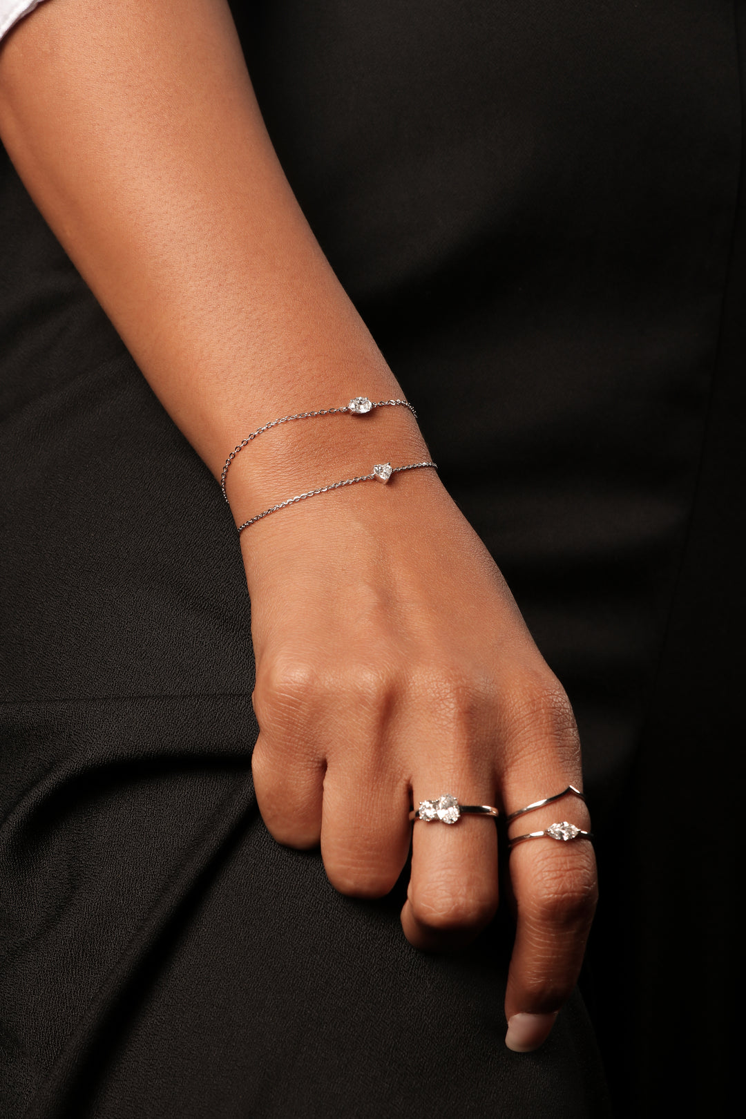 Heart Solitaire Diamond Chain Bracelet