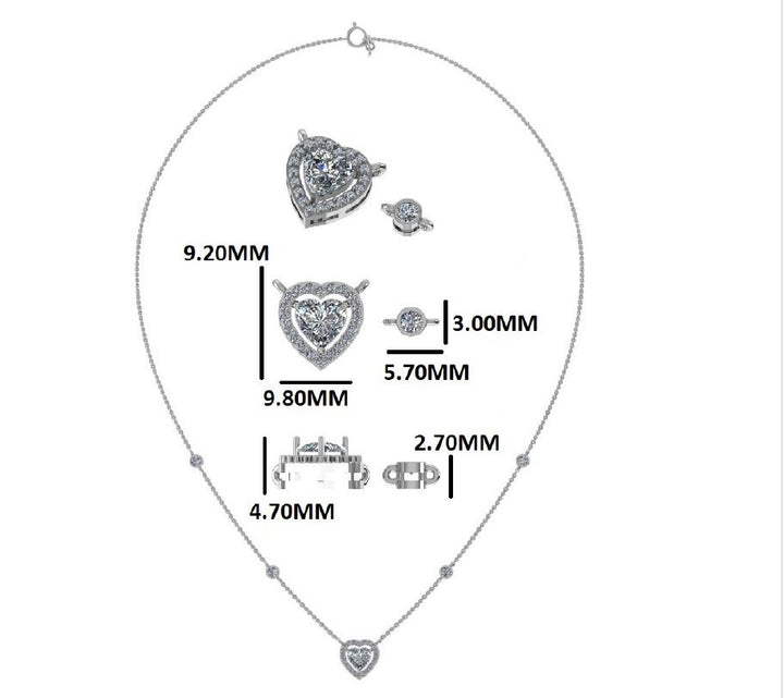 HEART SOLITAIRE WITH STATION DIAMOND NECKLACE