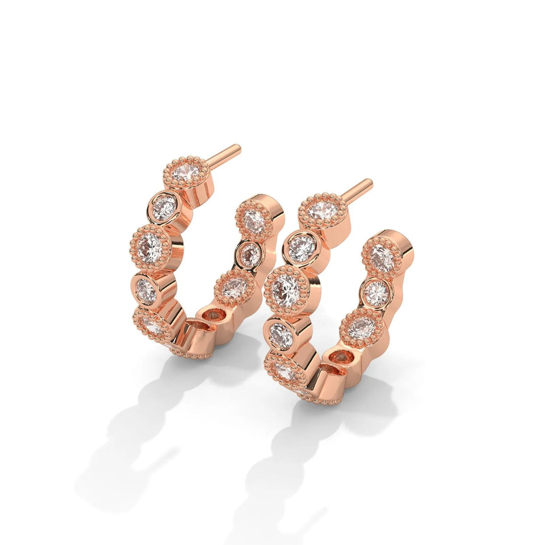 Bezel Set Diamond Rose Gold Cuffs  – Heera One