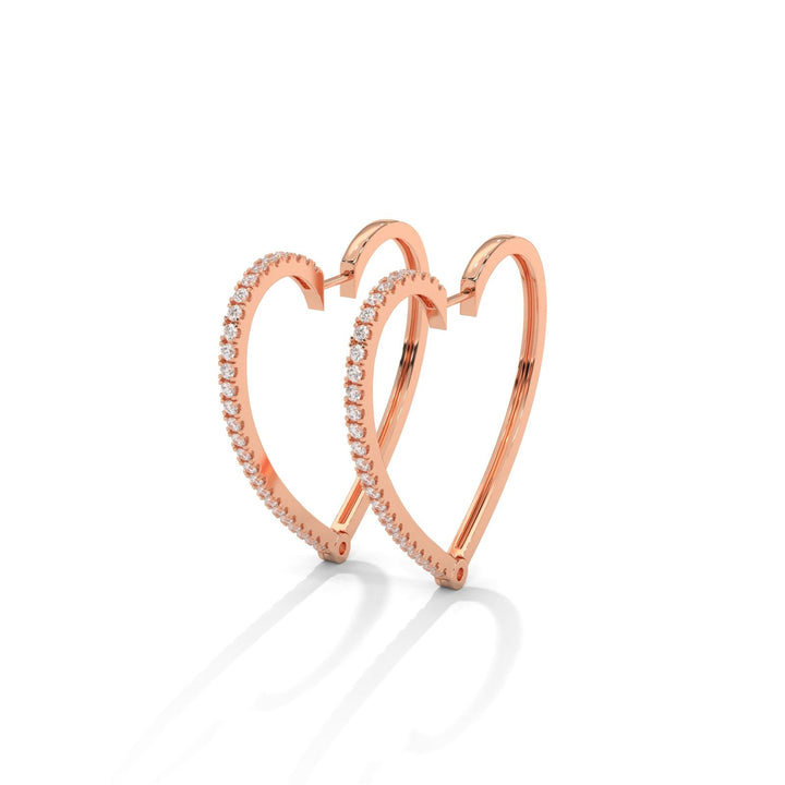 Diamond Edge Heart Rose Gold Earrings   – Heera One