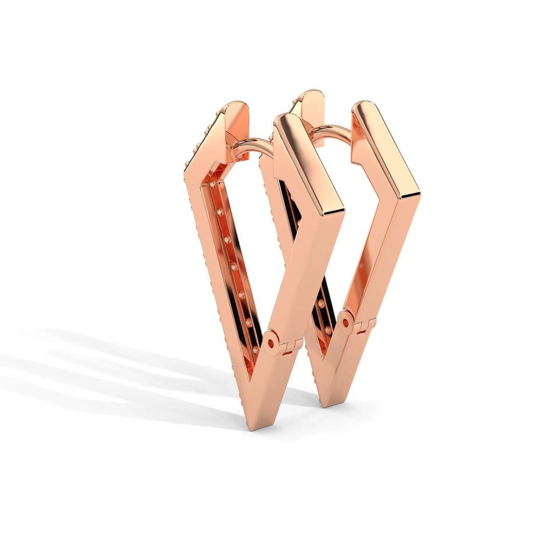 Elegant Chic Pentagon Hoop Rose Gold Earrings  – Heera One