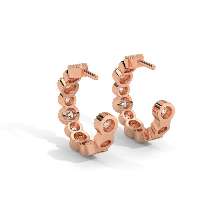 Classic Bezel Set Diamond Rose Gold Cuffs  – Heera One