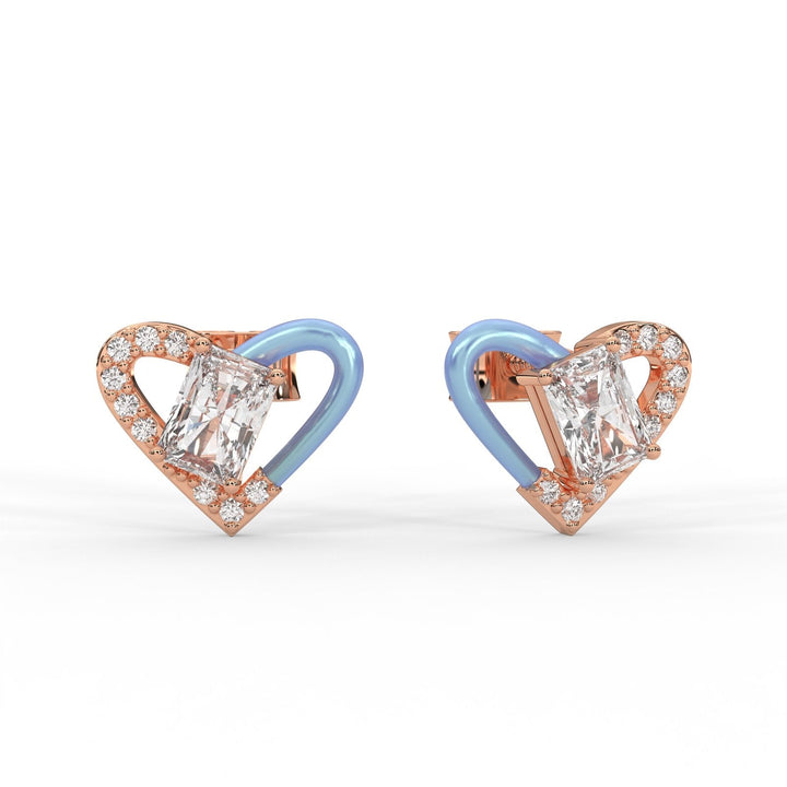 Rosy Heart Full Of Emerald Rose Gold Earrings – Heera One