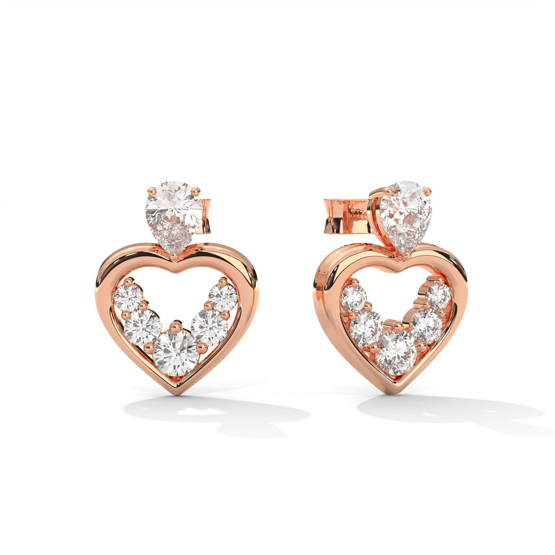 HEART DROP ROSE GOLD EARRINGS  – Heera One