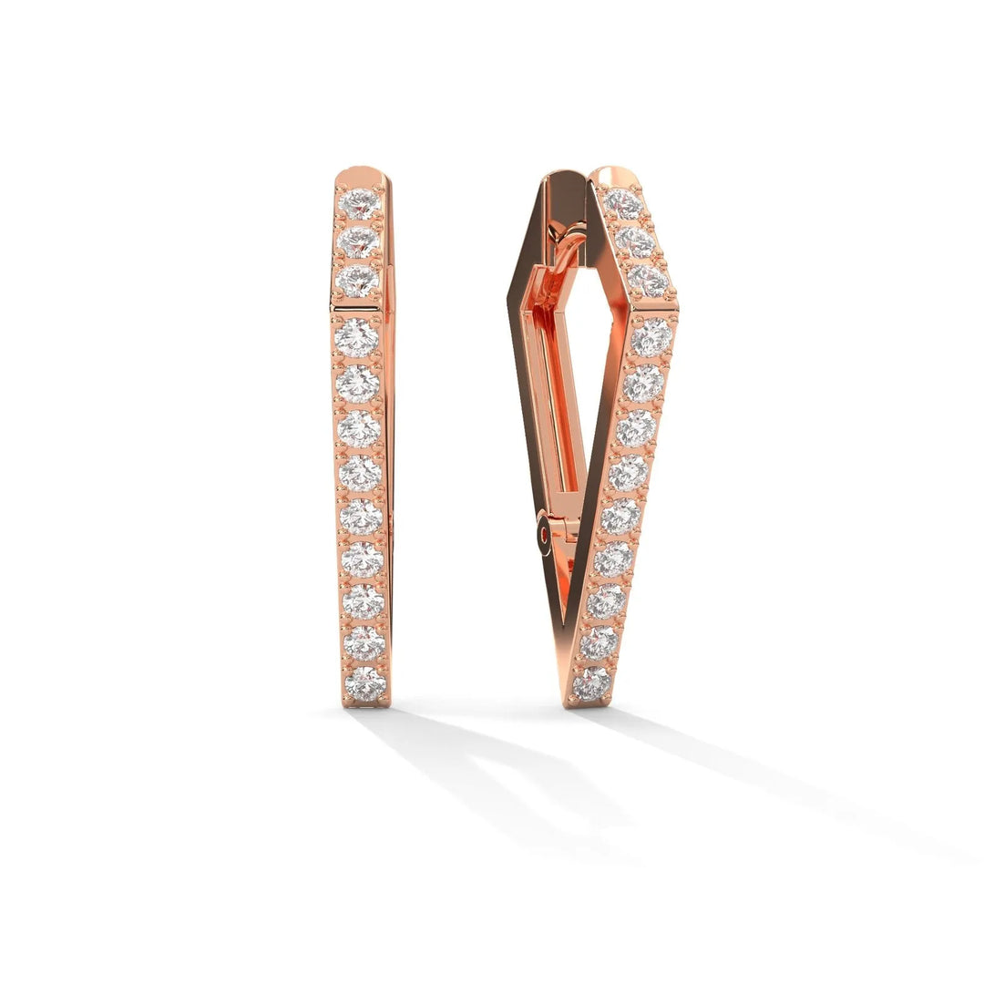 Chic Pentagon Hoop Rose Gold Earrings  – Heera One