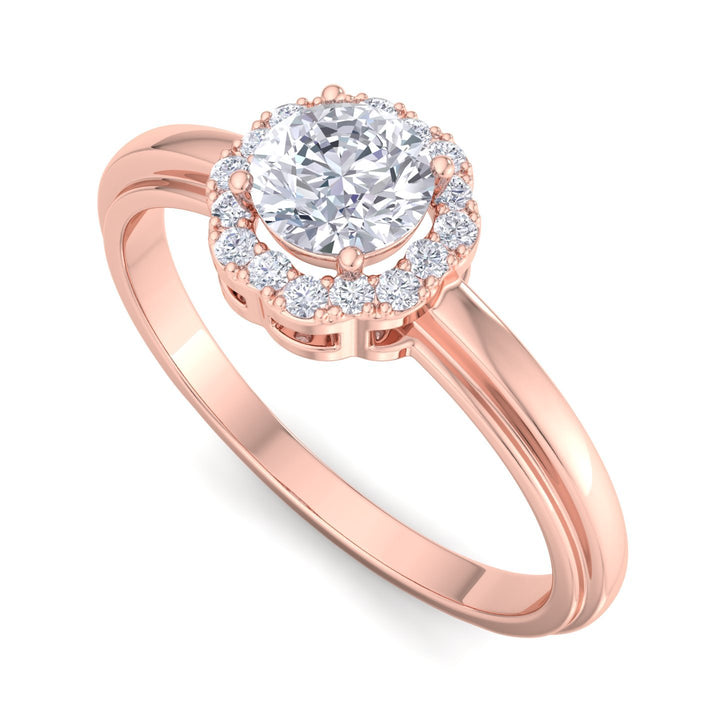 Solitaire stone round engagement ring