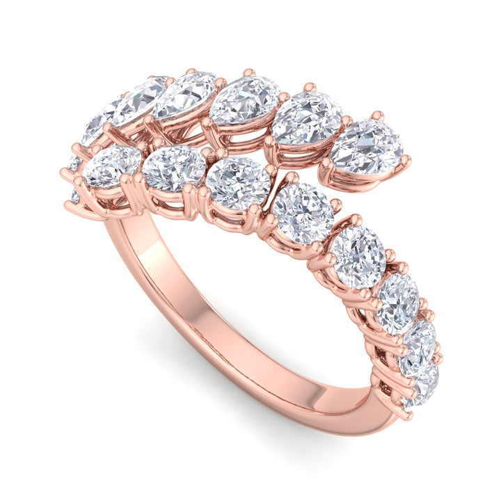 Open Diamond Wrap Ring Round and Pear