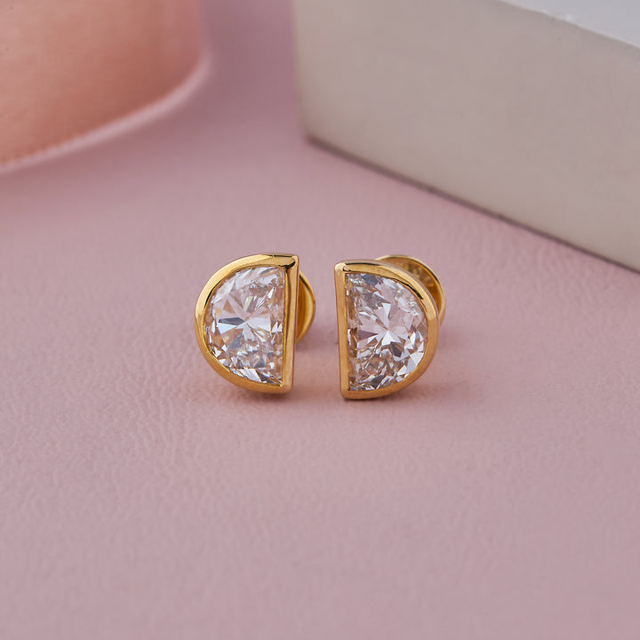 Halfmoon Bezel Diamond Studs 1ctw