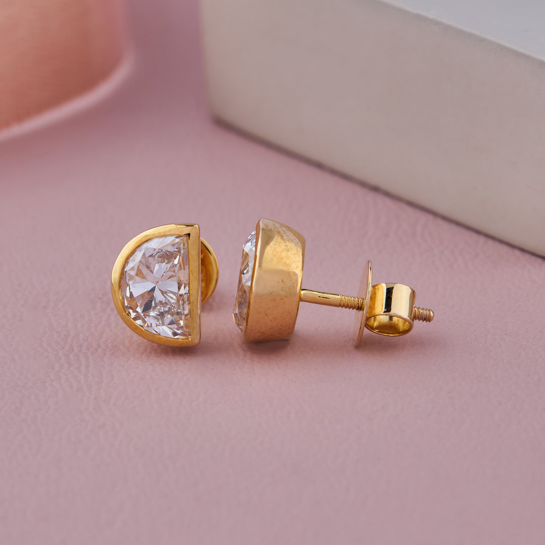 Halfmoon Bezel Diamond Studs 1ctw