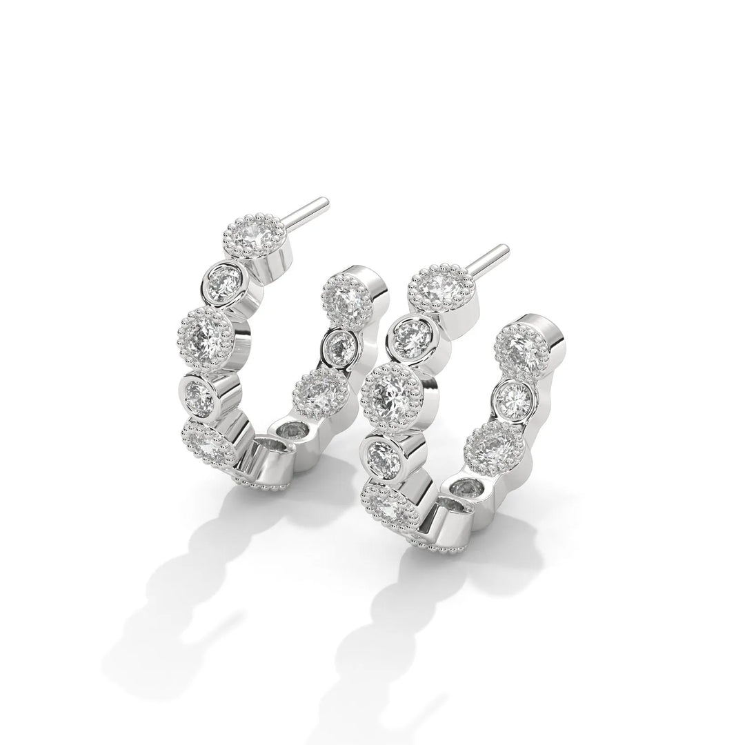 Bezel Set Diamond Silver Cuffs  – Heera One